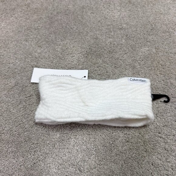 Calvin Klein Headband White Fleece One Size NWT - Picture 1 of 9